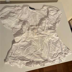 Brandy Melville White Ruffled Blouse